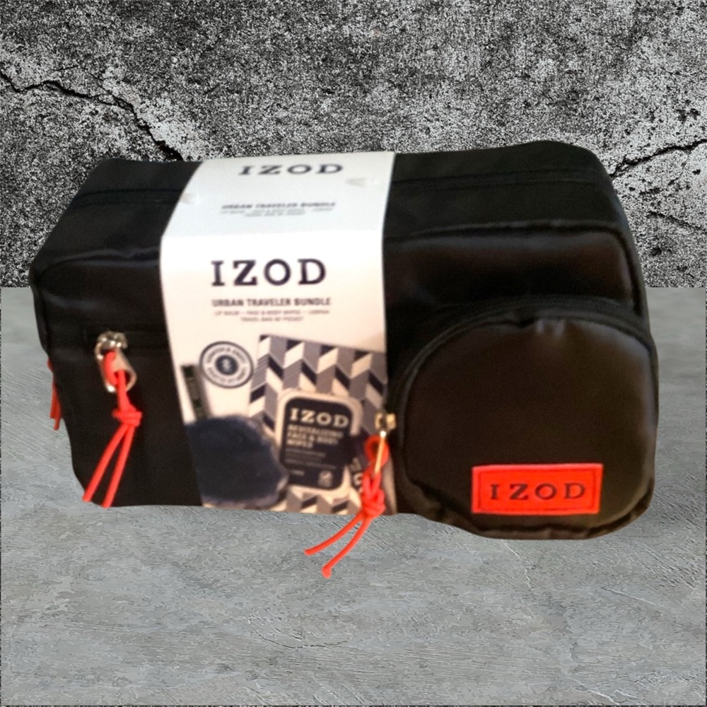 IZOD Urban Traveler bundle Black Toiletry Bag with Red Accents